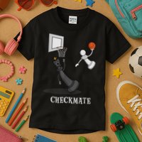Funny Checkmate Chess Basketball Game Board King Pawn Piece Kids T-Shirt