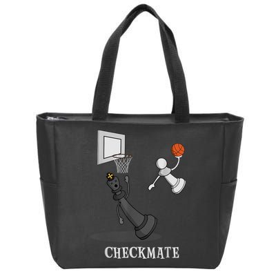 Funny Checkmate Chess Basketball Game Board King Pawn Piece Zip Tote Bag