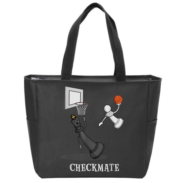 Funny Checkmate Chess Basketball Game Board King Pawn Piece Zip Tote Bag