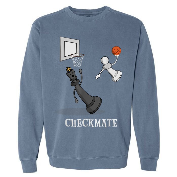 Funny Checkmate Chess Basketball Game Board King Pawn Piece Garment-Dyed Sweatshirt