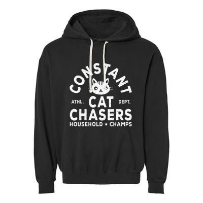 Funny Constant Cat Chasers Household Champs Retro Cats Lover Garment-Dyed Fleece Hoodie