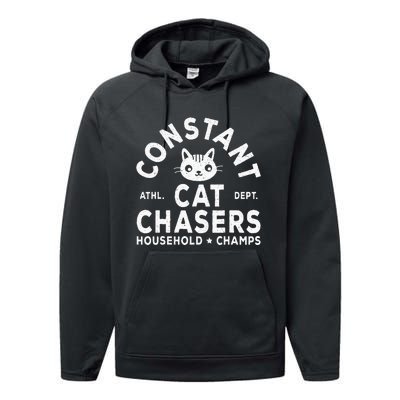 Funny Constant Cat Chasers Household Champs Retro Cats Lover Performance Fleece Hoodie