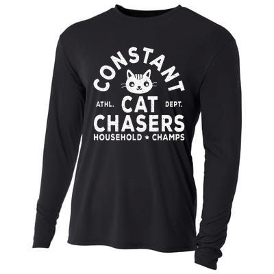 Funny Constant Cat Chasers Household Champs Retro Cats Lover Cooling Performance Long Sleeve Crew