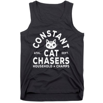 Funny Constant Cat Chasers Household Champs Retro Cats Lover Tank Top