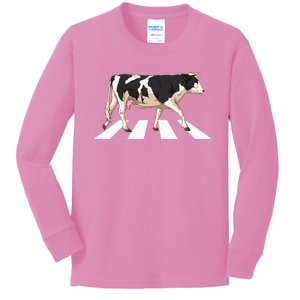 Funny Crosswalk Cows Farming Farm Cow Kids Long Sleeve Shirt