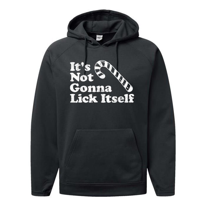 Funny Candy Cane Lick Itself Adult Christmas In July Gift Performance Fleece Hoodie