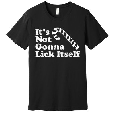 Funny Candy Cane Lick Itself Adult Christmas In July Gift Premium T-Shirt