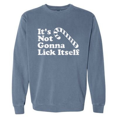 Funny Candy Cane Lick Itself Adult Christmas In July Gift Garment-Dyed Sweatshirt