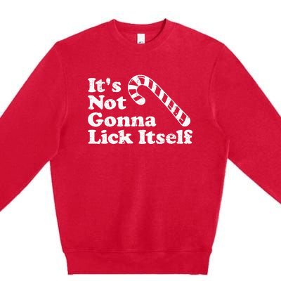 Funny Candy Cane Lick Itself Adult Christmas In July Gift Premium Crewneck Sweatshirt