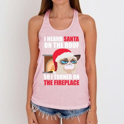 Funny Christmas Cat Hates Santa Grumpy Annoyed Cats Cute Gift Women's Knotted Racerback Tank