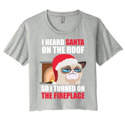 Funny Christmas Cat Hates Santa Grumpy Annoyed Cats Cute Gift Women's Crop Top Tee