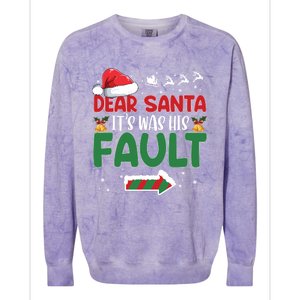 Funny Christmas Couples Gift Dear Santa It Was His Fault Gift Colorblast Crewneck Sweatshirt