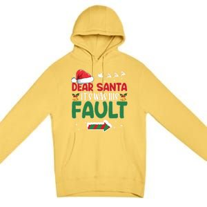 Funny Christmas Couples Gift Dear Santa It Was His Fault Gift Premium Pullover Hoodie