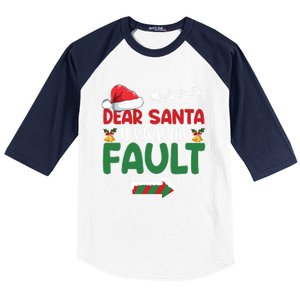 Funny Christmas Couples Gift Dear Santa It Was His Fault Gift Baseball Sleeve Shirt