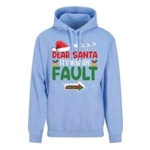 Funny Christmas Couples Gift Dear Santa It Was His Fault Gift Unisex Surf Hoodie