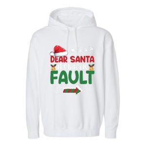 Funny Christmas Couples Gift Dear Santa It Was His Fault Gift Garment-Dyed Fleece Hoodie