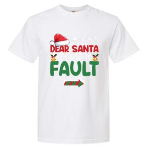 Funny Christmas Couples Gift Dear Santa It Was His Fault Gift Garment-Dyed Heavyweight T-Shirt