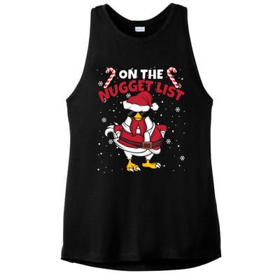 Funny Christmas Chicken Farmer On The Nugget List Women Ladies PosiCharge Tri-Blend Wicking Tank