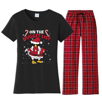 Funny Christmas Chicken Farmer On The Nugget List Women Women's Flannel Pajama Set