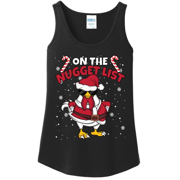 Funny Christmas Chicken Farmer On The Nugget List Women Ladies Essential Tank