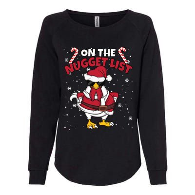 Funny Christmas Chicken Farmer On The Nugget List Women Womens California Wash Sweatshirt