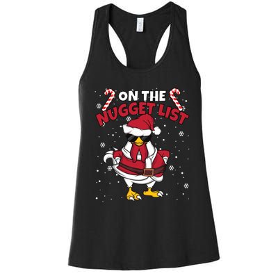 Funny Christmas Chicken Farmer On The Nugget List Women Women's Racerback Tank