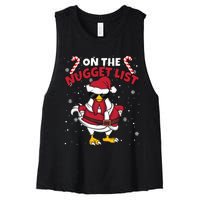 Funny Christmas Chicken Farmer On The Nugget List Women Women's Racerback Cropped Tank