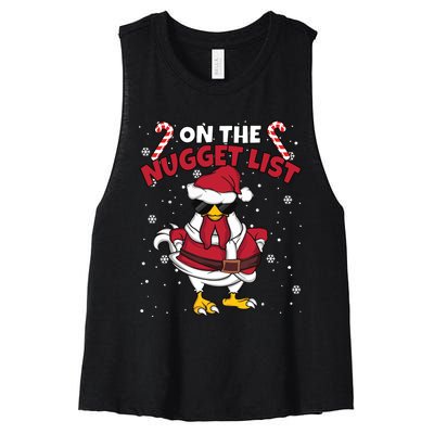 Funny Christmas Chicken Farmer On The Nugget List Women Women's Racerback Cropped Tank