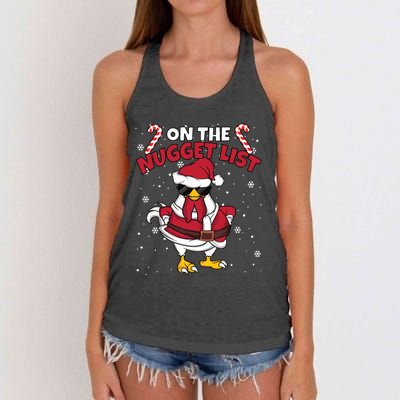 Funny Christmas Chicken Farmer On The Nugget List Women Women's Knotted Racerback Tank