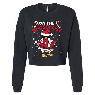 Funny Christmas Chicken Farmer On The Nugget List Women Cropped Pullover Crew