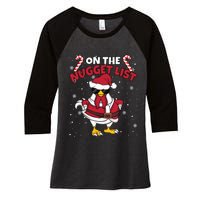 Funny Christmas Chicken Farmer On The Nugget List Women Women's Tri-Blend 3/4-Sleeve Raglan Shirt