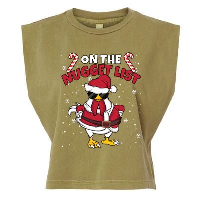 Funny Christmas Chicken Farmer On The Nugget List Women Garment-Dyed Women's Muscle Tee