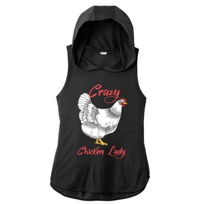 Funny Crazy Chicken Lady Gift Ladies PosiCharge Tri-Blend Wicking Draft Hoodie Tank