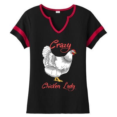 Funny Crazy Chicken Lady Gift Ladies Halftime Notch Neck Tee