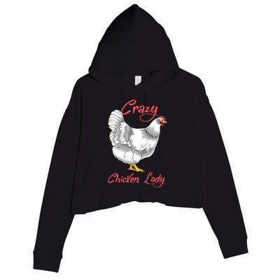 Funny Crazy Chicken Lady Gift Crop Fleece Hoodie