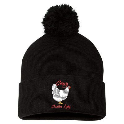 Funny Crazy Chicken Lady Gift Pom Pom 12in Knit Beanie