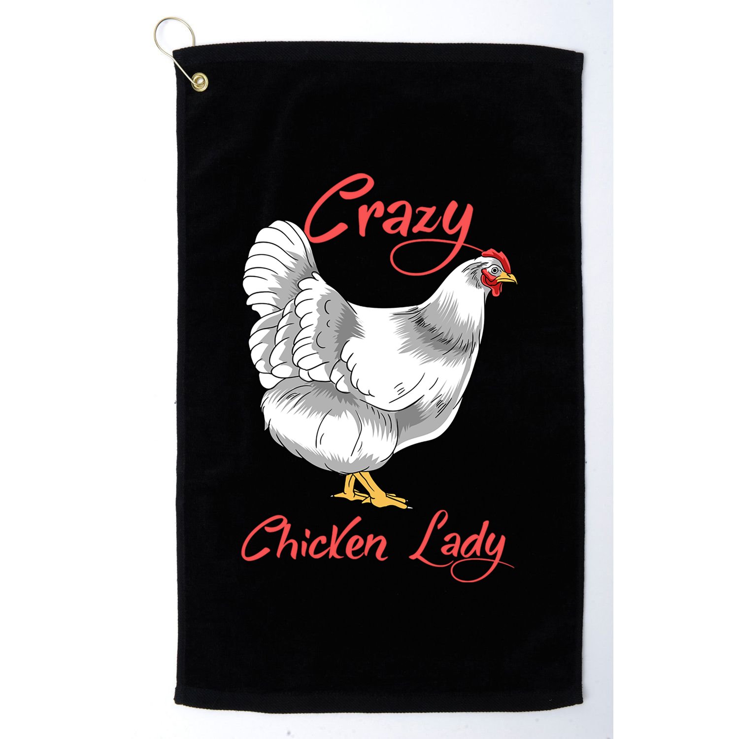 Funny Crazy Chicken Lady Gift Golf Towel