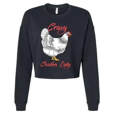 Funny Crazy Chicken Lady Gift Cropped Pullover Crew