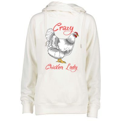 Funny Crazy Chicken Lady Gift Womens Funnel Neck Pullover Hood