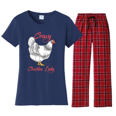 Funny Crazy Chicken Lady Gift Women's Flannel Pajama Set