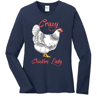 Funny Crazy Chicken Lady Gift Ladies Long Sleeve Shirt