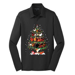 Funny Chickens Christmas Tree Lights Ornament Decor Farmer Silk Touch Performance Long Sleeve Polo