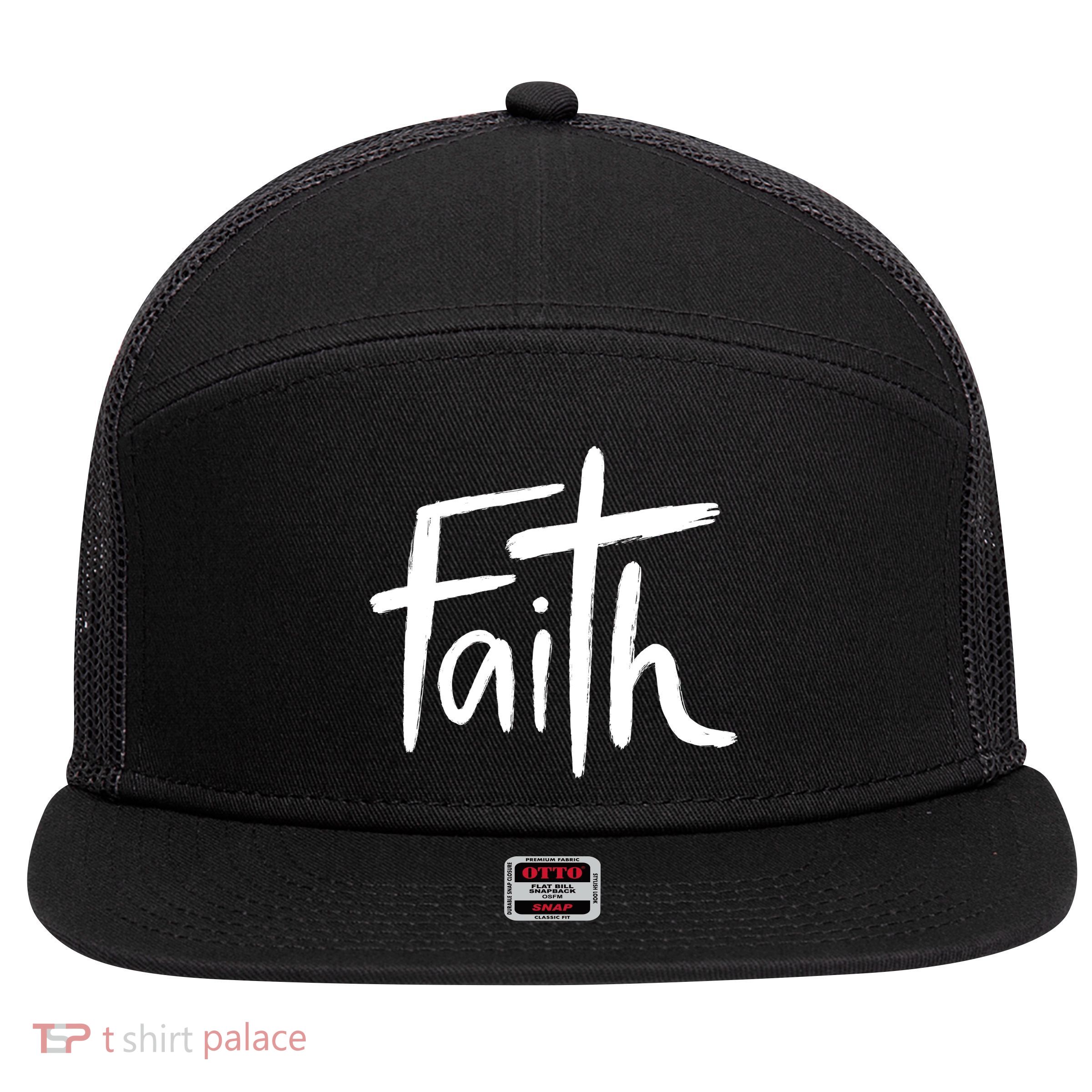 Faith Cross Christianity 7 Panel Mesh Trucker Snapback Hat