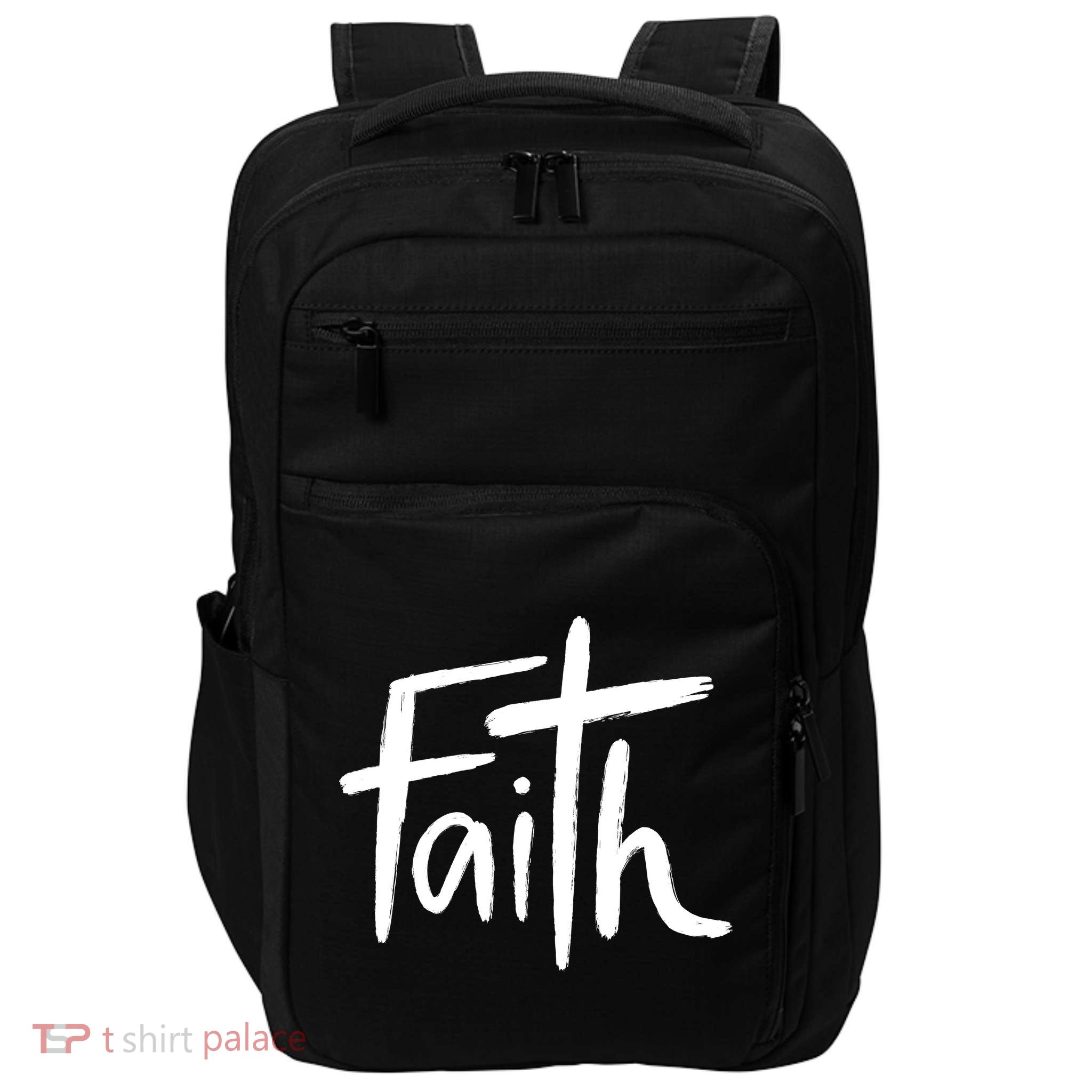 Faith Cross Christianity Impact Tech Backpack