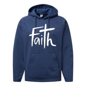 Faith Cross Christianity Performance Fleece Hoodie