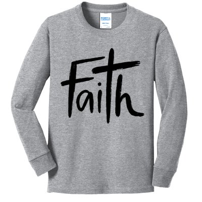 Faith Cross Christianity Kids Long Sleeve Shirt