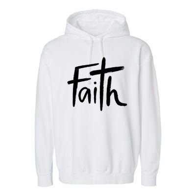 Faith Cross Christianity Garment-Dyed Fleece Hoodie