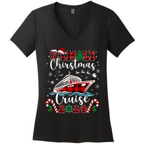 Family Christmas Cruise 2024 Matching Family Cruise Holiday Women's V-Neck T-Shirt