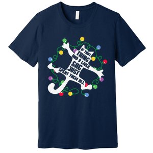 Funny Cat Christmas Lights Accident Xmas Family Adults Premium T-Shirt