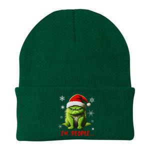 Funny Christmas Cat Ew People Meowy Cat Lovers Knit Cap Winter Beanie